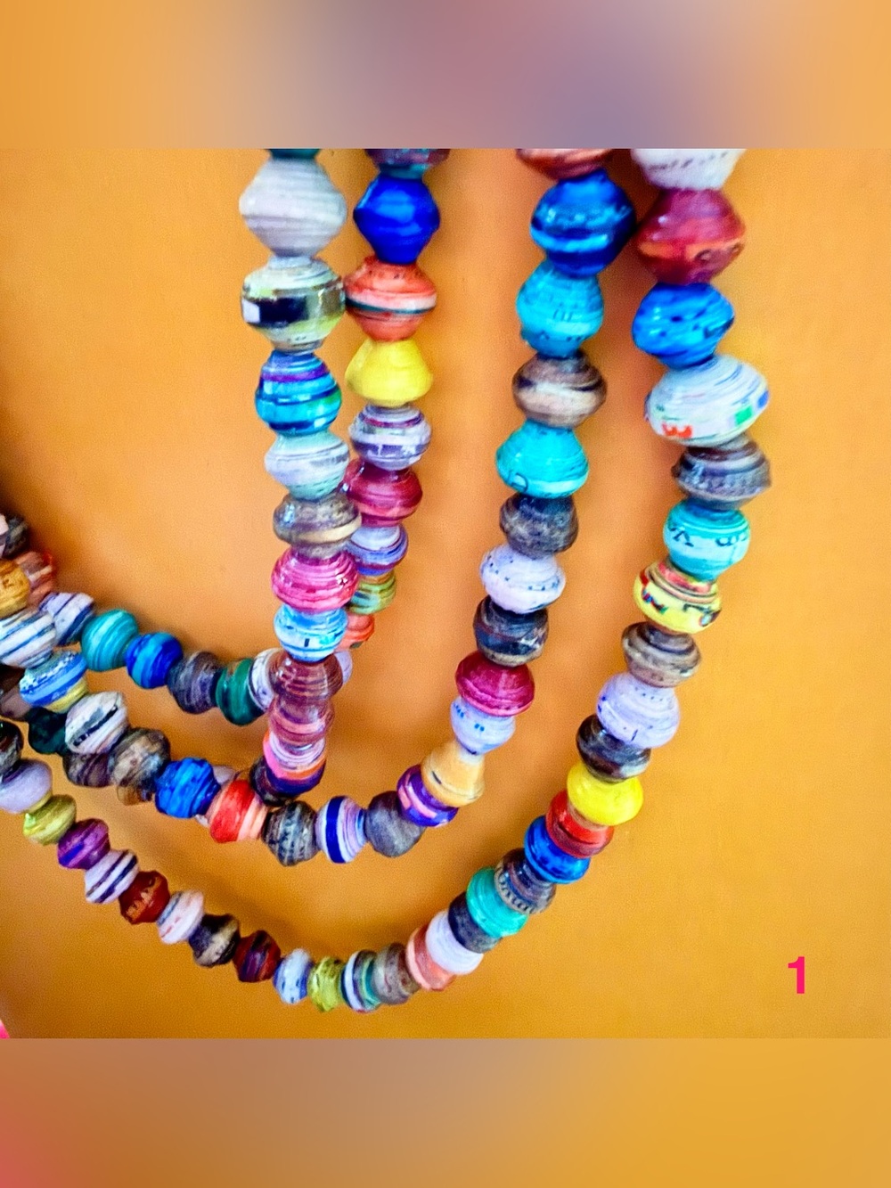 Authentic handmade paper bead necklaces from Uganda